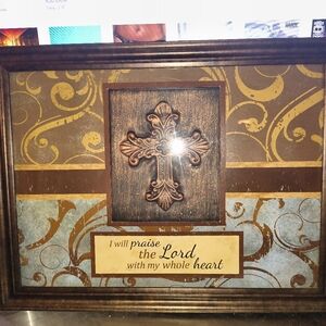 Framed,Ornate, Mixed Media Wall Cross Print